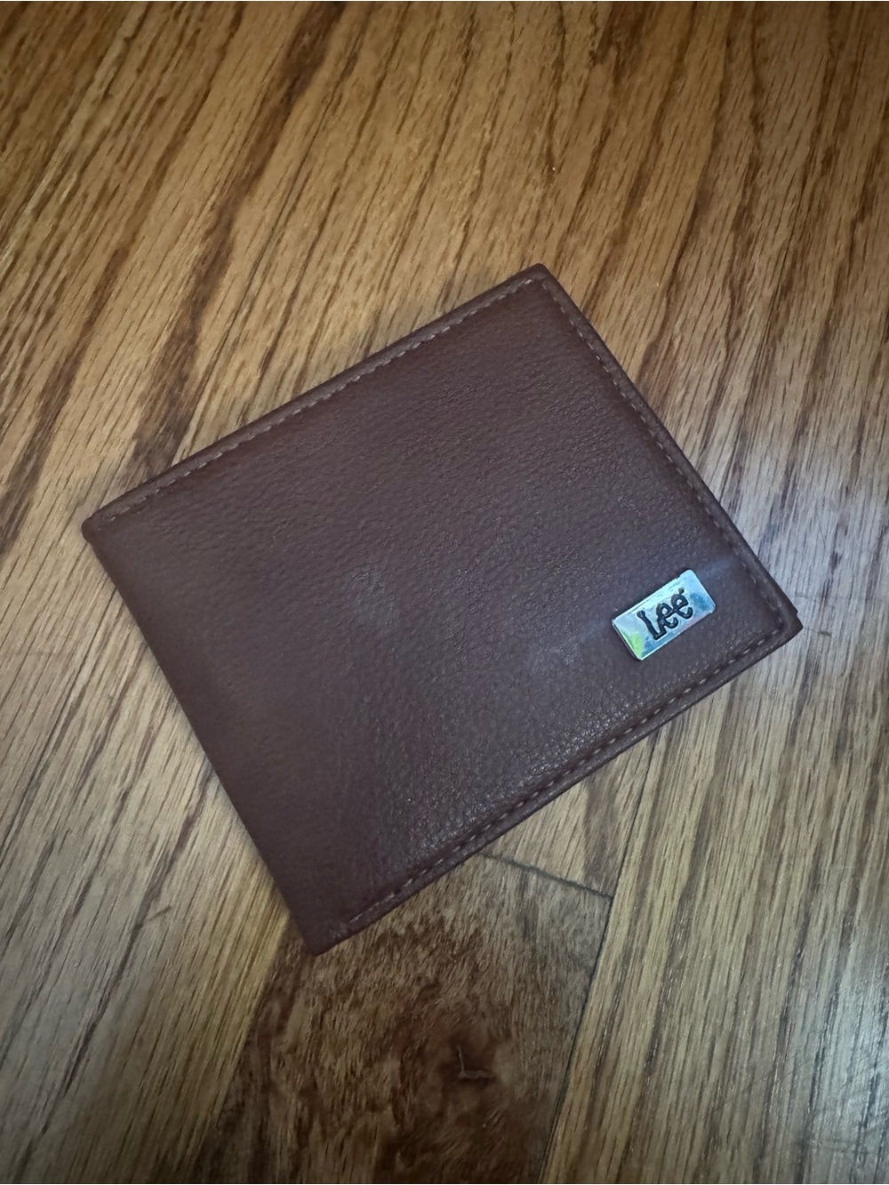 Lee Brown Leather Wallet with Metal Logo Plaque